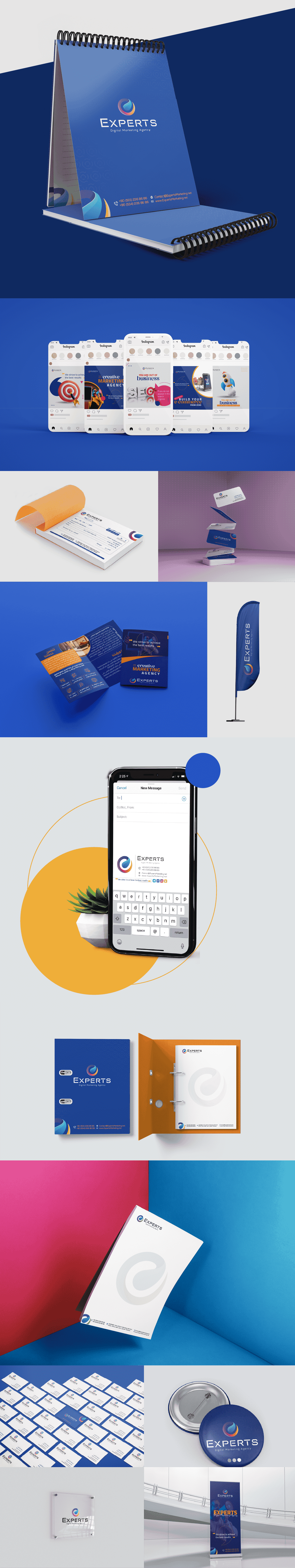 تصميمات الهوية البصرية و نماذج لشعار experts في حالات مختلفة